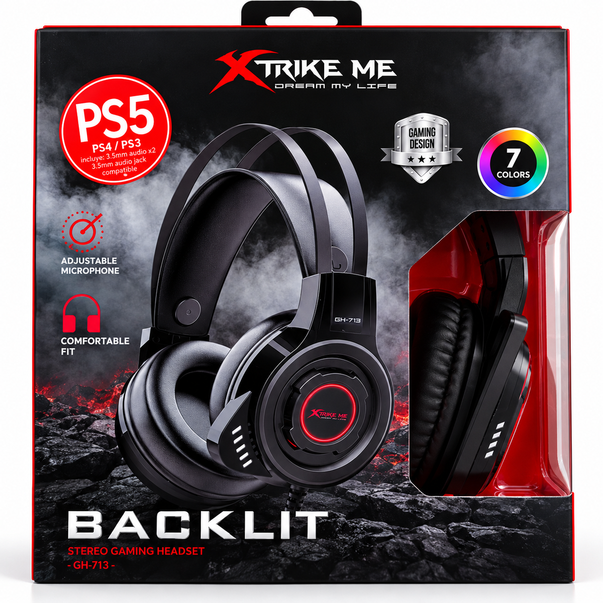 XTRIKE ME GH713 – Căști Gaming Stereo cu Iluminare Backlit pentru PS5