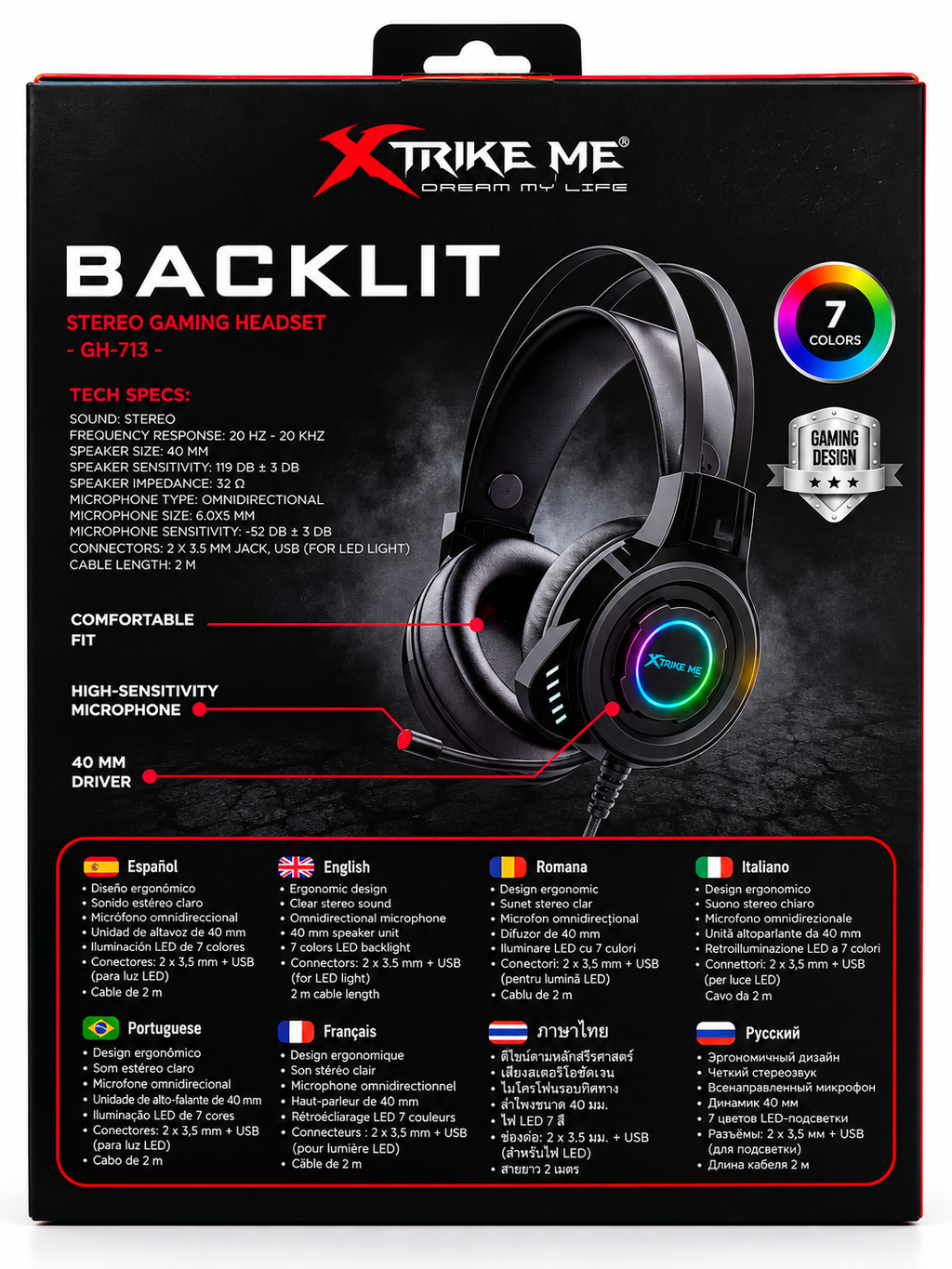 XTRIKE ME GH713 – Căști Gaming Stereo cu Iluminare Backlit pentru PS5