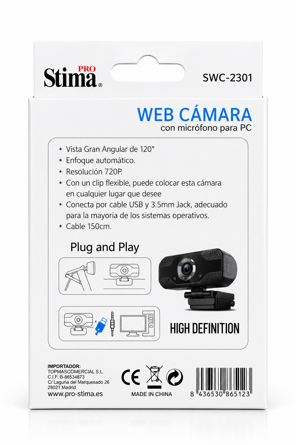 ProStima Camera Web Plug and Play High Definition SWC-2301